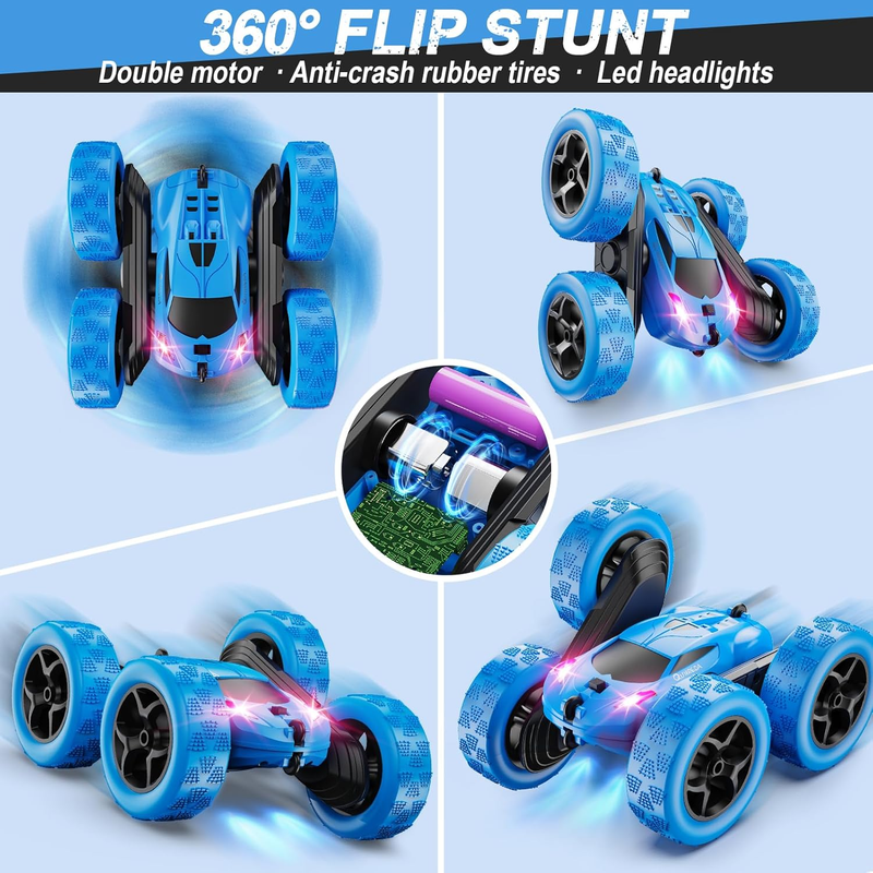 4WD Remote Control RC Stunt Car LED 360° Flip USB-C Rechargeable Blue3