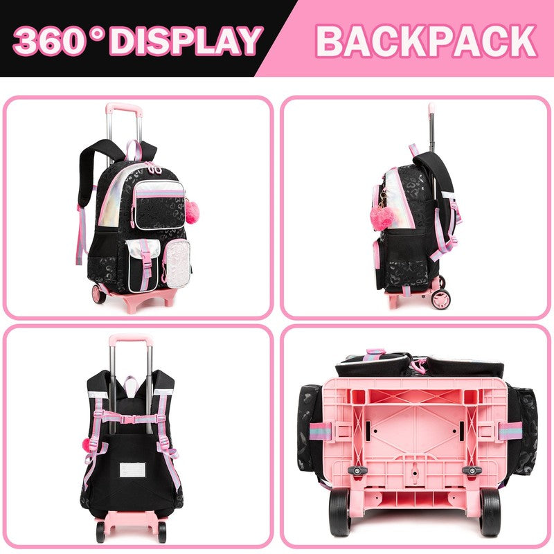 Rolling Backpack for Girls with Wheels,Wheeled School Bags for Elementary Studen4