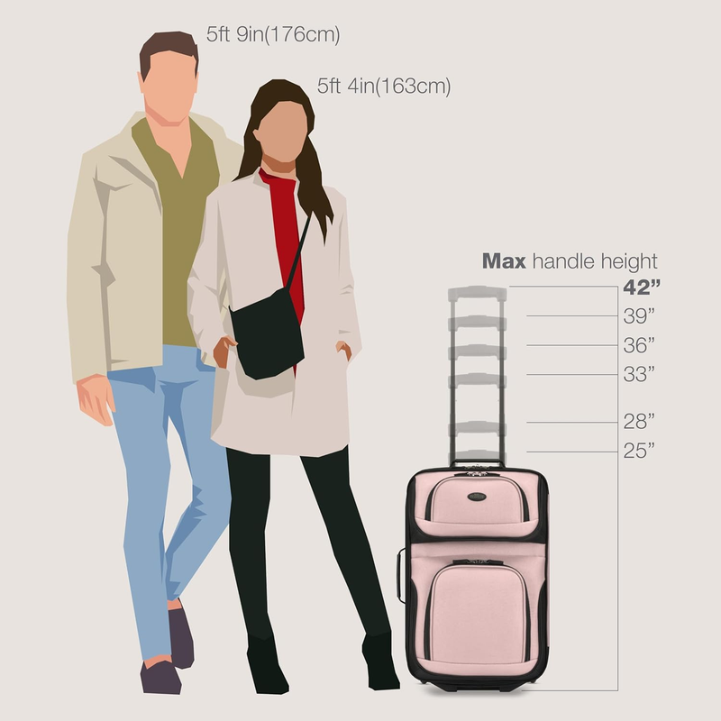 Rio Fabric Expandable Carry-On Luggage, Rolling Suitcase, Pink, 2 Wheel Set7