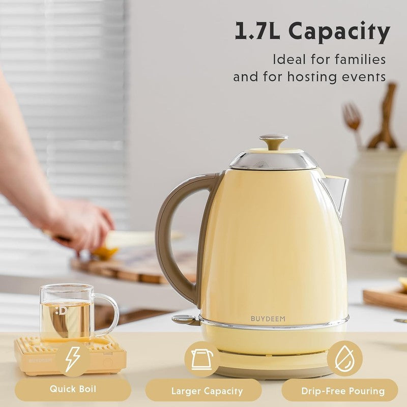 Electric Kettle 1.7L 1440W Stainless Steel Cordless Auto Shut Off Arctic Yellow2