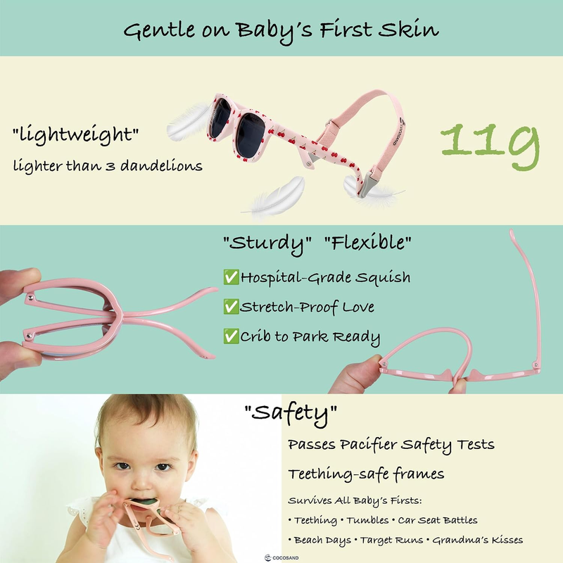 Baby Polarized Sunglasses UV400 Flexible Strap Toddler Infant 0 24 Months3