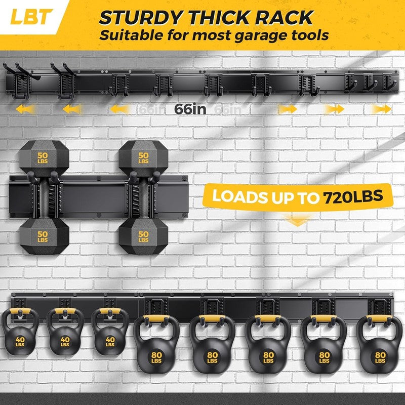 66" Garage Tool Organizer Wall Mount   720Lbs Garden Tool Organizer with Adjusta2