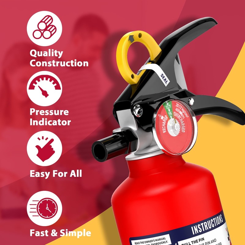 Fire Extinguisher for Home, ABC 2.5 Lb, 1 A:10 B:C, Quick Release Handle9