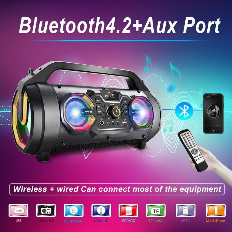 30W Portable Bluetooth Speaker with Subwoofer, RGB Lights & 10H Playtime1