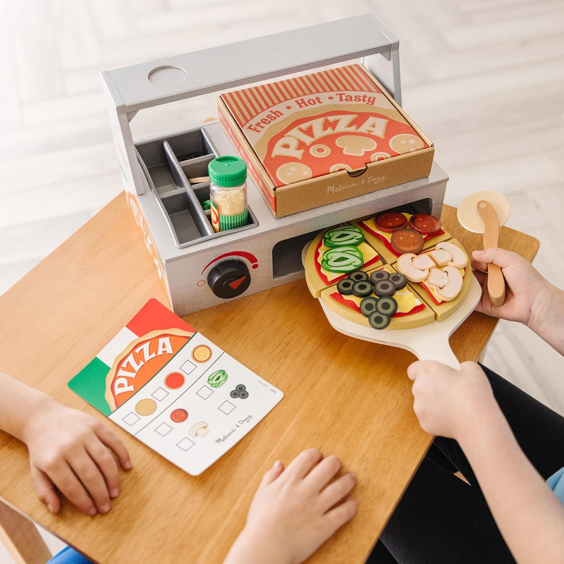Top & Bake Wooden Pizza Play Set 41 Pc Pretend Food Toy Kids 3+ FSC Certified4