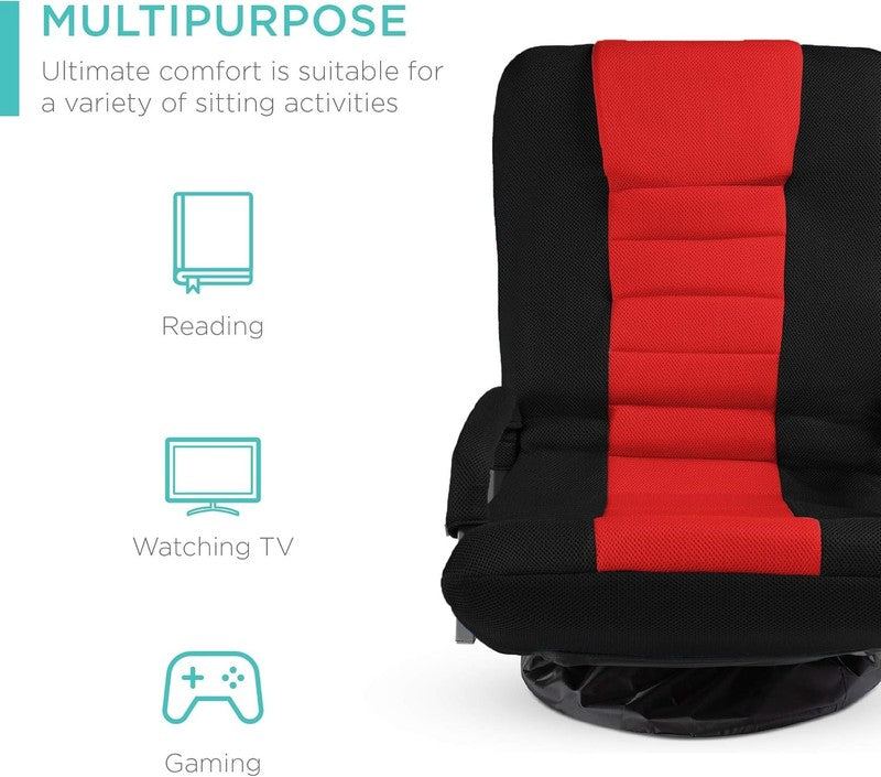 Gaming Floor Rocker Chair 360° Swivel, Lumbar Support Black/Red3