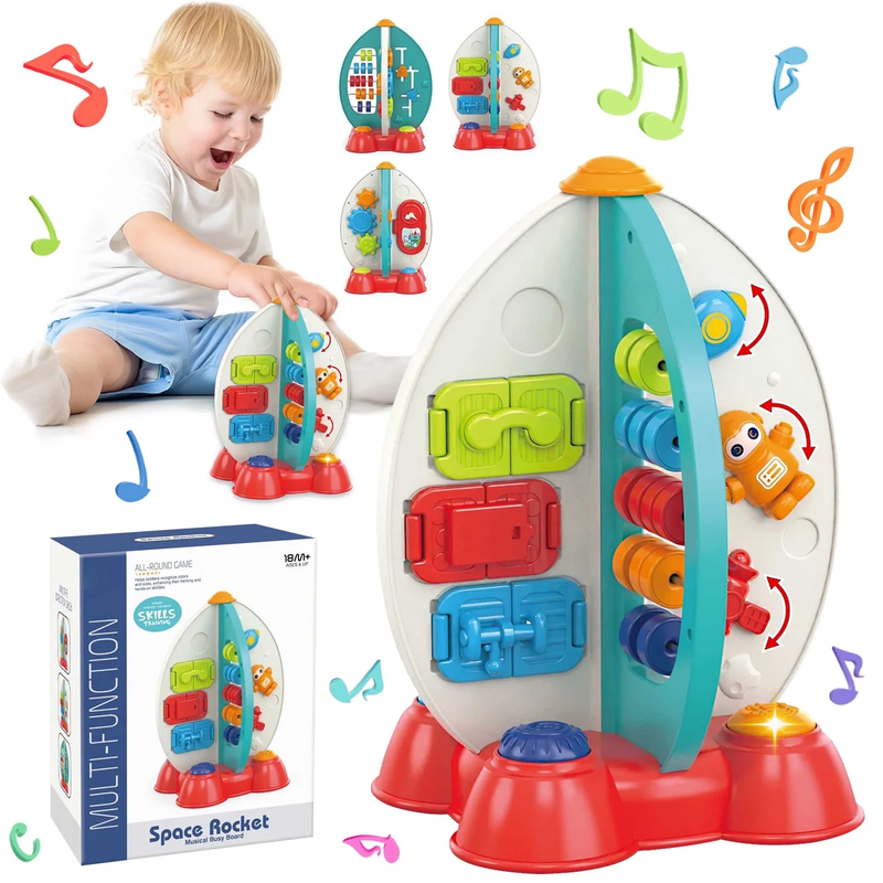 Toddler Space Busy Board Toys, Montessori Toys for 1 Year Old, Activity Cube Toy6