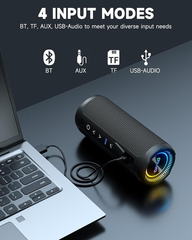 25W Bluetooth Speaker, IPX7 Waterproof, 24H Playtime, TWS, Lights, Black4
