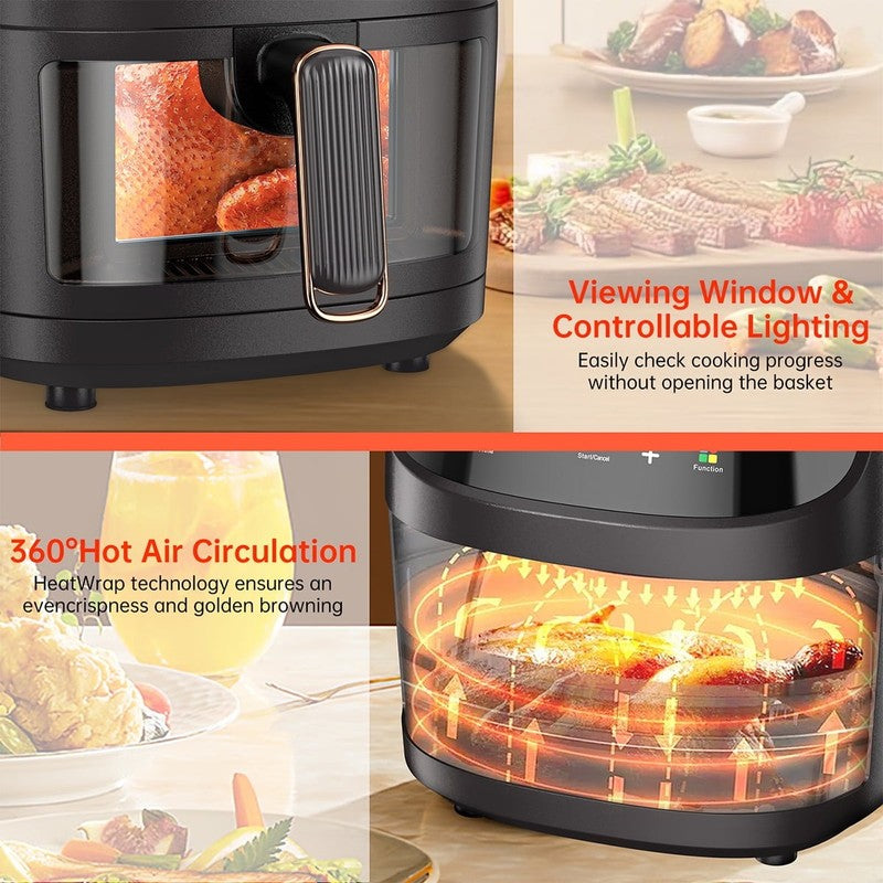 Air Fryer 8 in 1 Oilless Oven Visible Window Nonstick Basket Black 7.5QT1