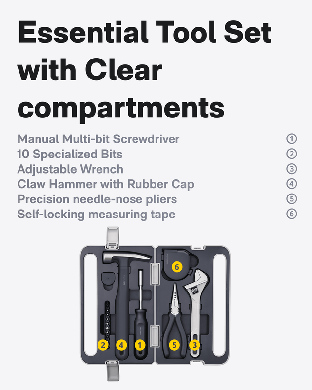 Household Hand Tool Set DIY Home Repair Kit w/ Hammer Screwdriver Tool Box8