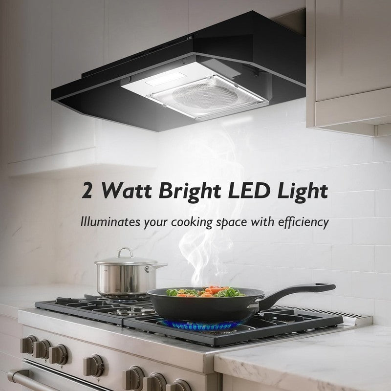 Black 24" Under Cabinet Range Hood 300CFM 2-Speed Ducted/Ductless4