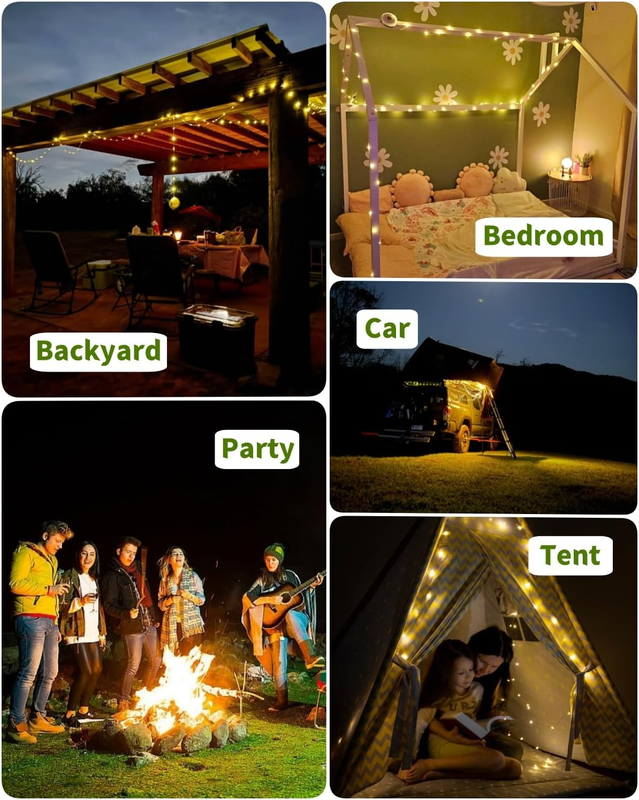 Solar Camping String Lights 39.4ft Waterproof Tent Lantern 8 Modes7