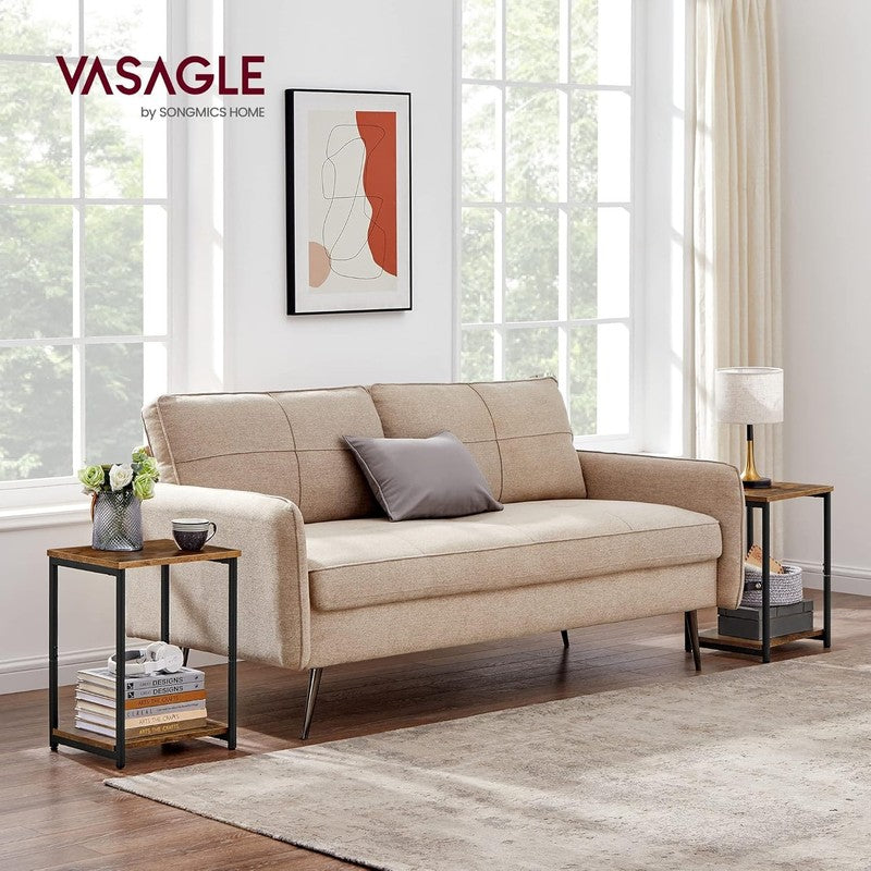 Set of 2 Side Tables Small End Tables Nightstand Living Room Bedroom Brown/Black1