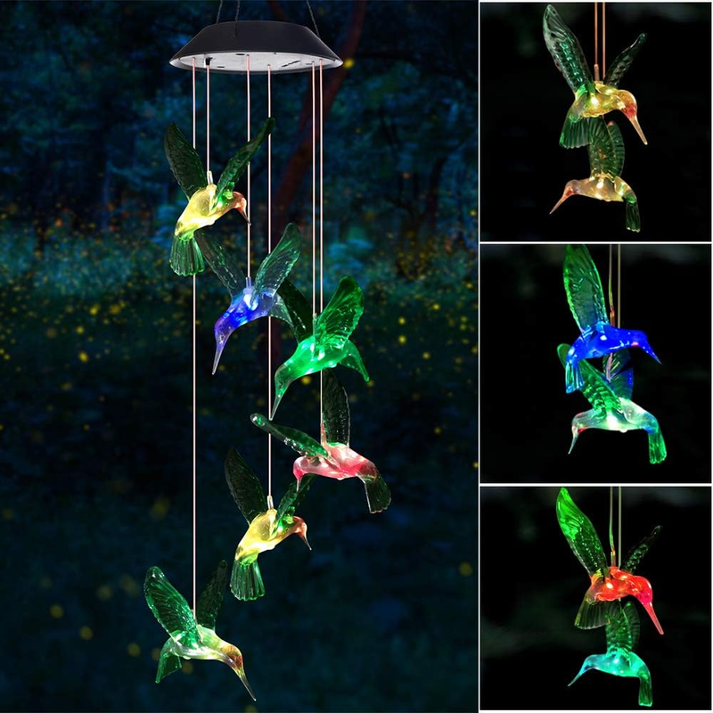 Wind Chime, Solar Hummingbird Wind Chimes Outdoor/Indoor,Birthday Gifts for Mom 9