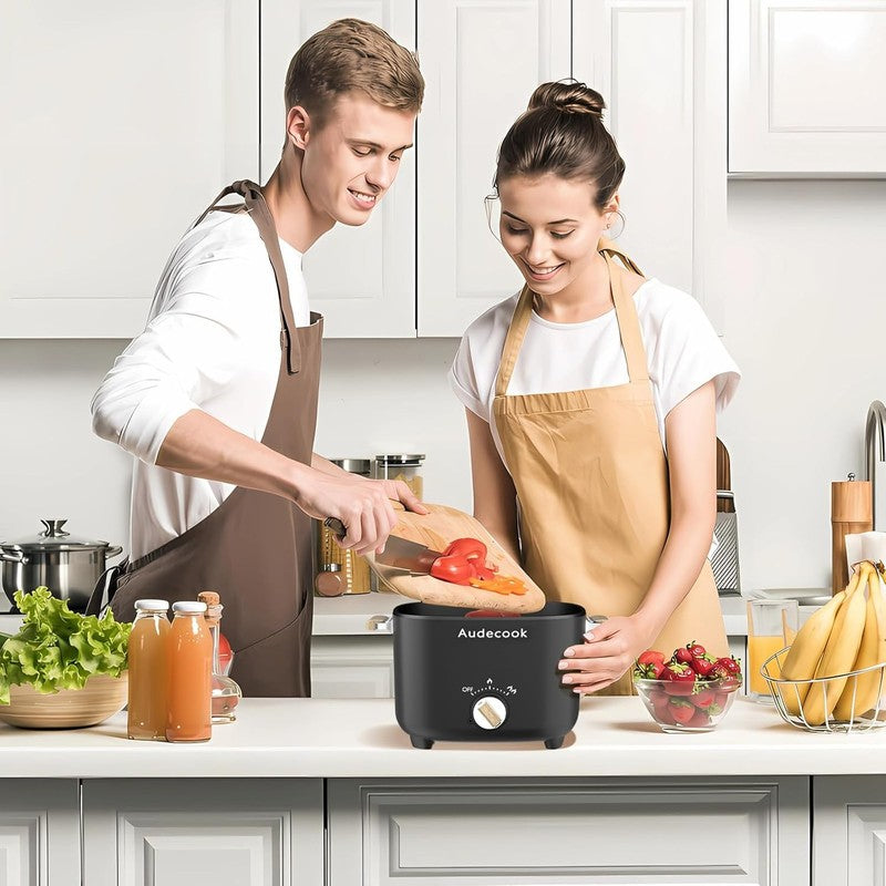 2.5L Electric Hot Pot Nonstick Multicooker Portable Dual Temp Control Black6