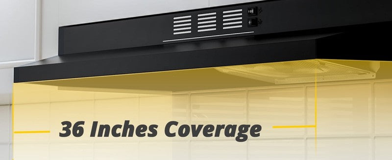 Black 36" Under Cabinet Range Hood 300CFM 2-Speed Ducted/Ductless6