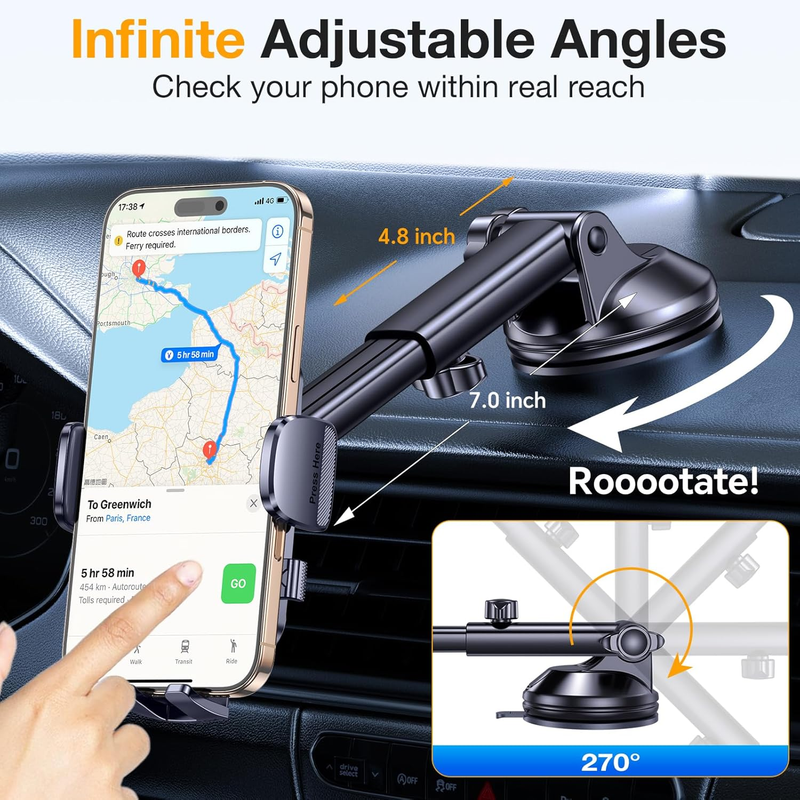 Car Phone Holder Mount, 3 in 1 Dash & Windshield Suction Cup for Phone Samsung4