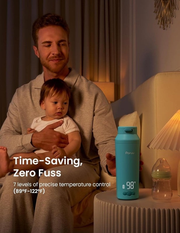 Portable Baby Bottle Warmer Fast Heat 7 Temp 12oz Travel Blue3