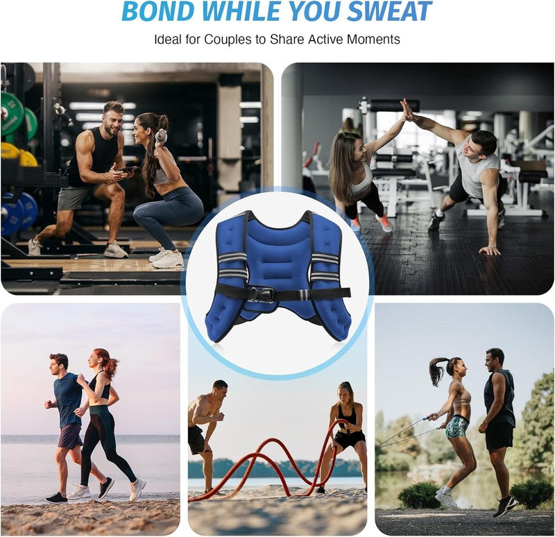 Weighted Vest 12Lb Reflective Stripe Workout Strength Training Fitness Blue3