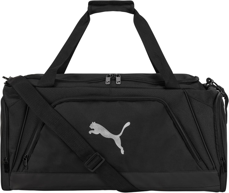 Accelerator Duffel Bag with Removable Strap & Shoe Pocket, Black/Silver, Size7