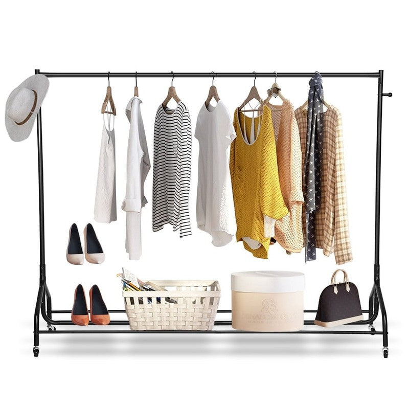6Ft Heavy Duty Clothes Rack with 4 Wheels Rolling Garment Organizer Black3