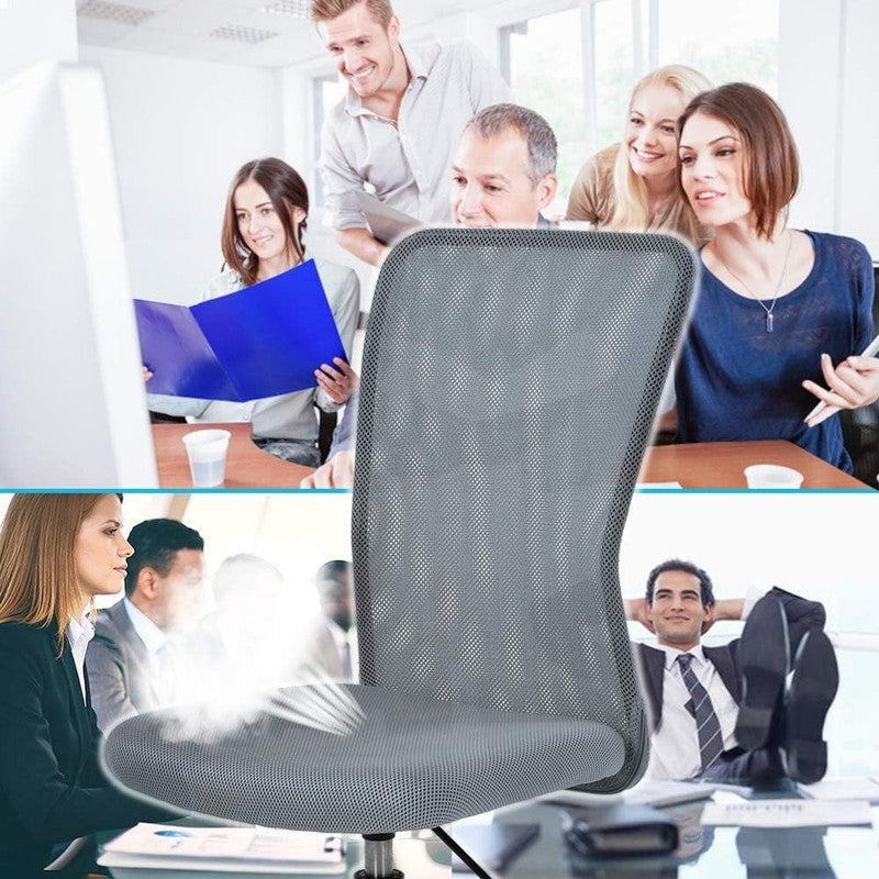 Ergonomic Mid Back Mesh Office Chair with Back Support - Grey Swivel Chair5