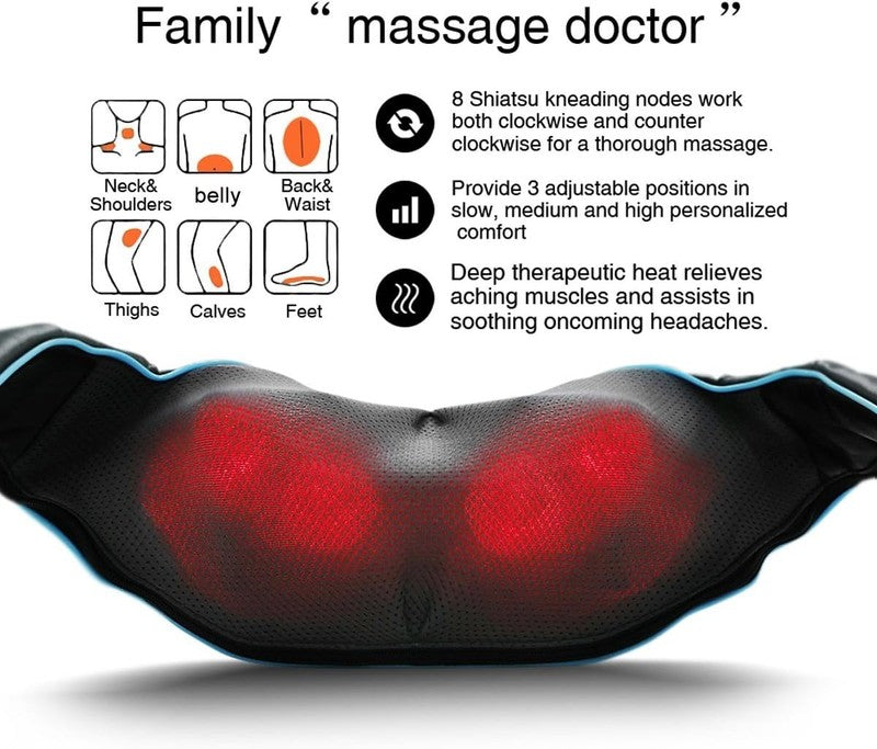 Shiatsu Neck Back Shoulder Massager w/ Heat 4D Deep Tissue Pain Relief1