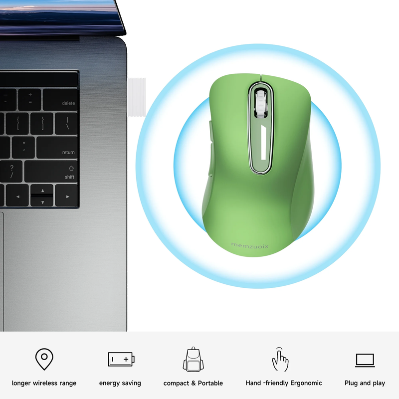 2.4GHz Wireless Mouse 1200 DPI 5 Button USB Receiver for PC Laptop Mint5