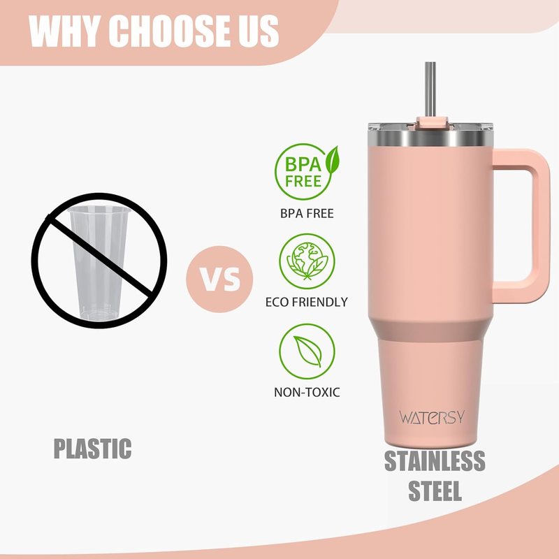 40oz Stainless Steel Tumbler w/ Handle Straw Lid Insulated Pale Sage8