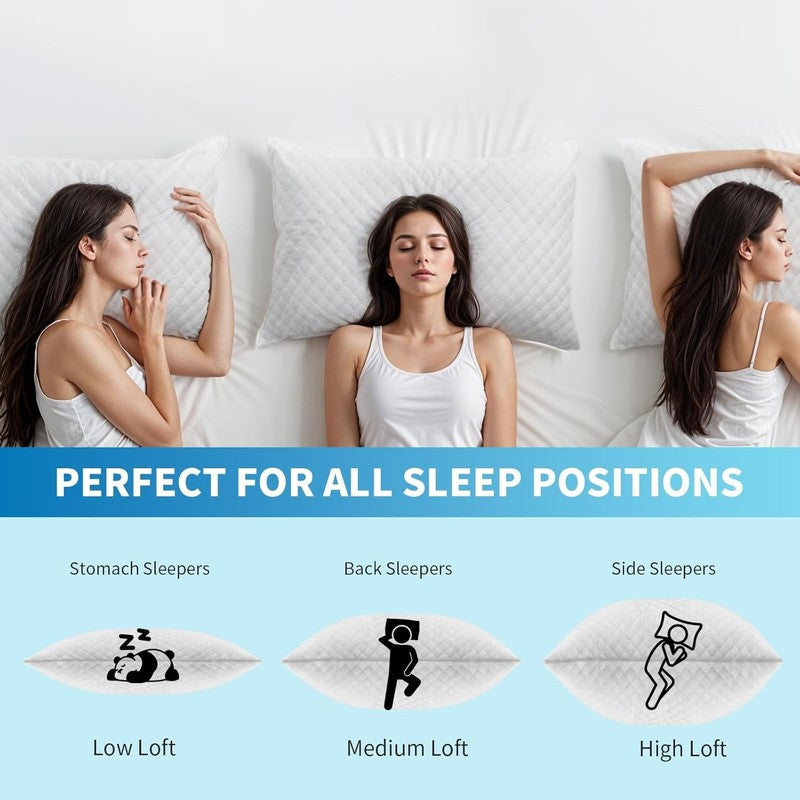 Shredded Memory Foam Pillows Queen Set of 2, Cooling, Adjustable, Washable5