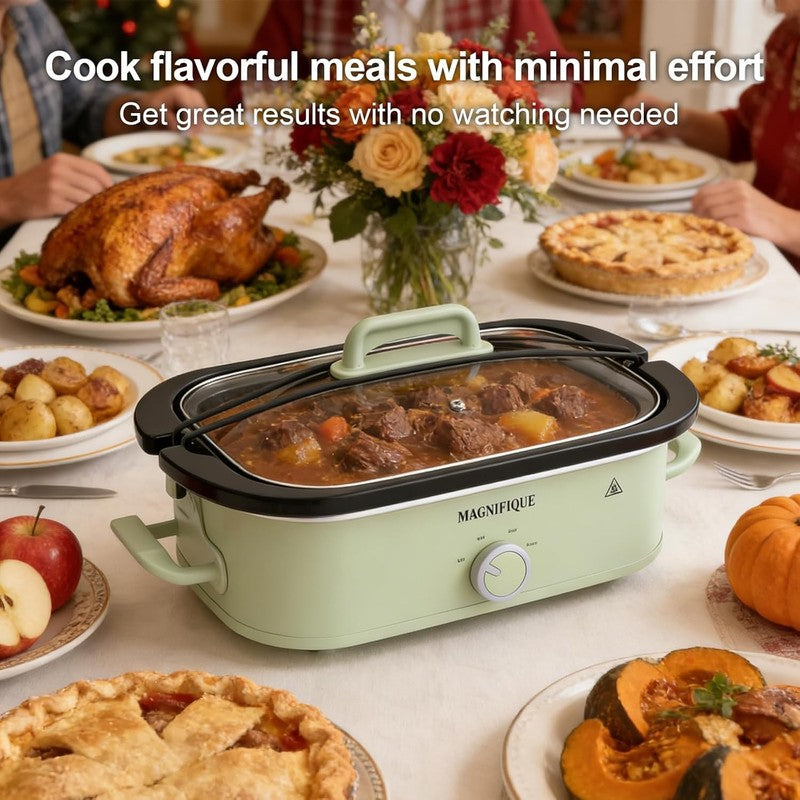4QT Slow Cooker w/ Nonstick Dish Adjustable Temp Glass Lid Sage3