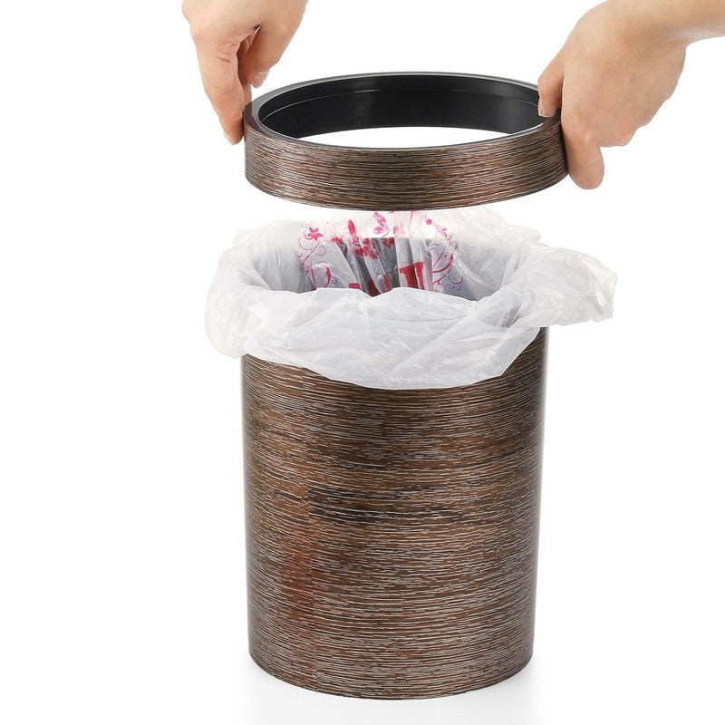 3 Pack 1.7 Gal Vintage Trash Cans, Wood Grain, for Home/Office/Bathroom2