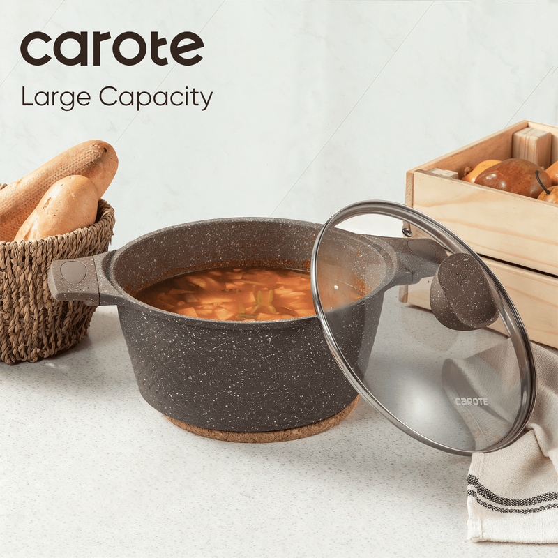 Non Stick Pots and Pans Set, 7Pcs Induction Kitchen Cookware Sets (Brown)3