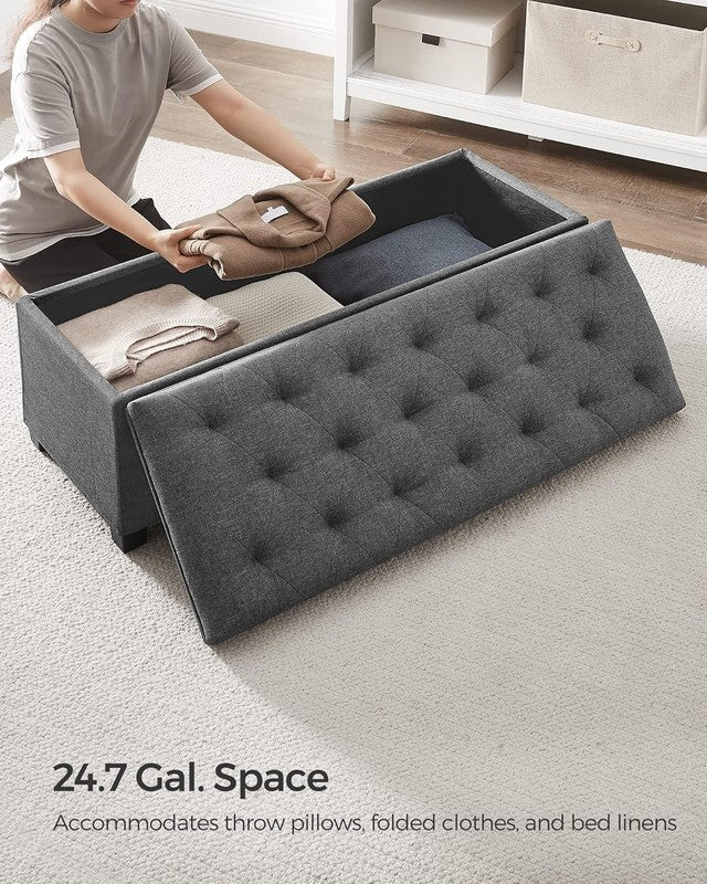 Storage Ottoman Bench Foot Rest Chest 43.3'' Bedroom Living Room Dark Gray8