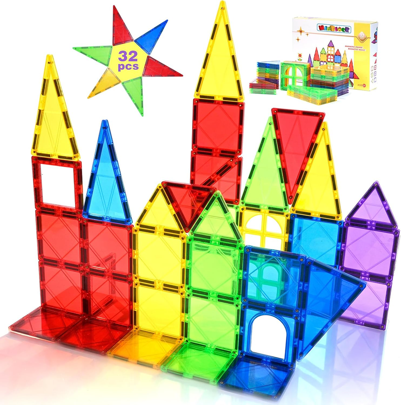 Magnetic Tiles Toys for Kids Preschool Learning, Magnetic Blocks Sensory Montess0