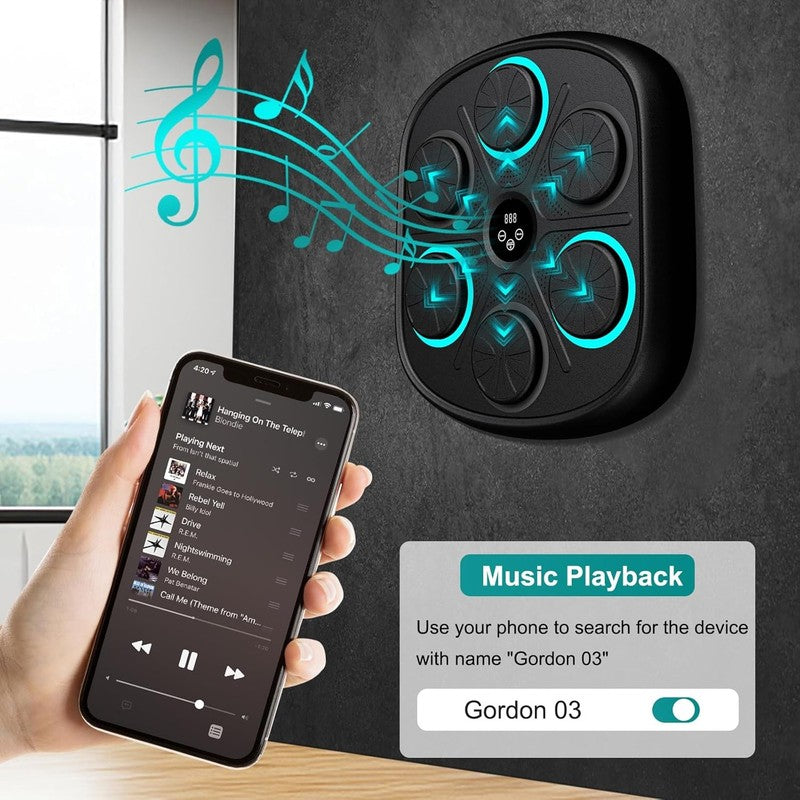 2025 Smart Music Boxing Machine Wall Mount w LED & Gloves for Home Workout3