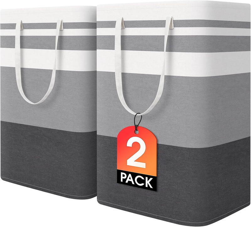 2 Pack Large Laundry Baskets, Waterproof, Freestanding Laundry Hampers, Collapsi7