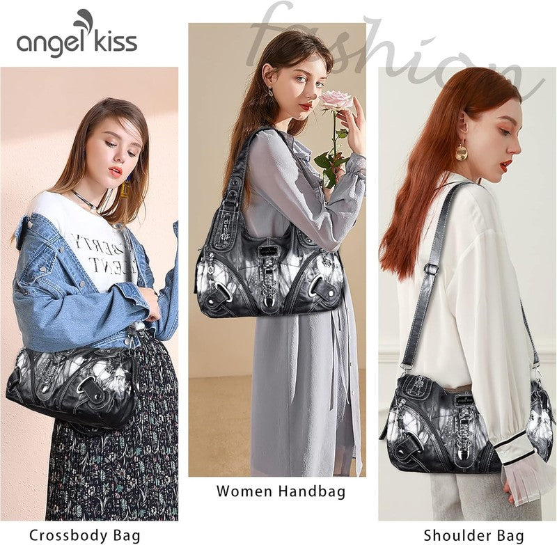 Angelkiss Women’s Large Hobo Satchel Shoulder Handbag Purse1