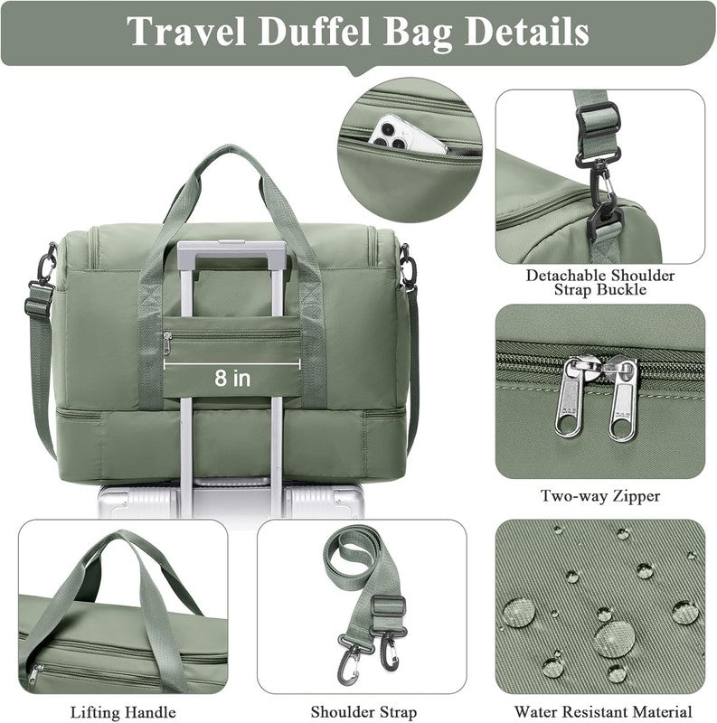 Extra Large Travel Duffle Bag,Carry on Overnight Weekend Bag with Shoes Compartm5