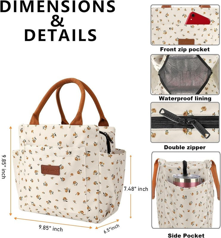 Insulated Lunch Bag for Women Men Large Reusable Cooler Tote w/ Bottle Holder4