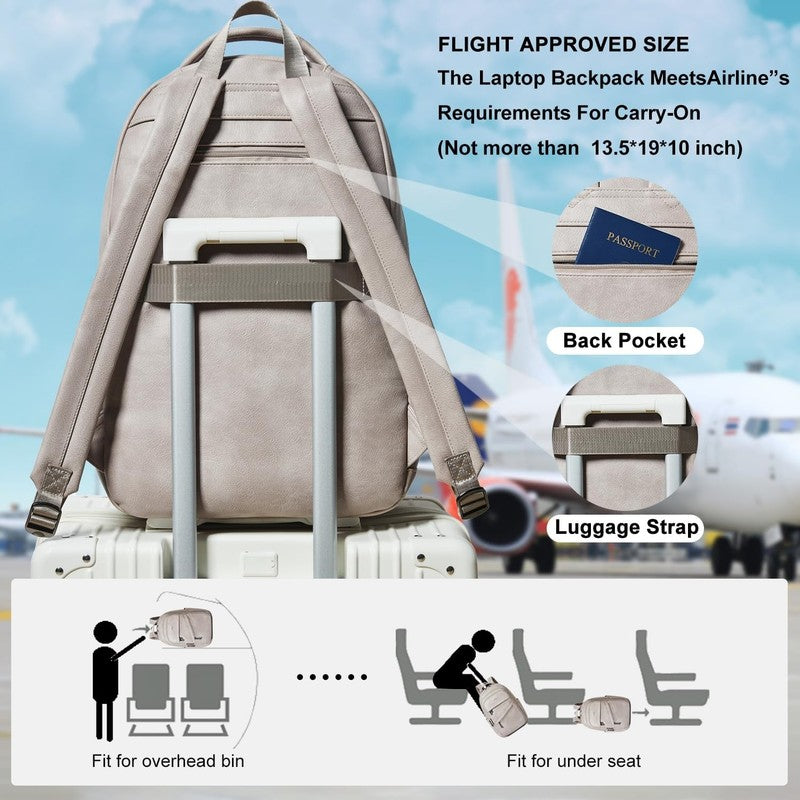 43L Backpack for Women Men - Vegan Leather Backpack Purse Travel Carry-On Bag Co4
