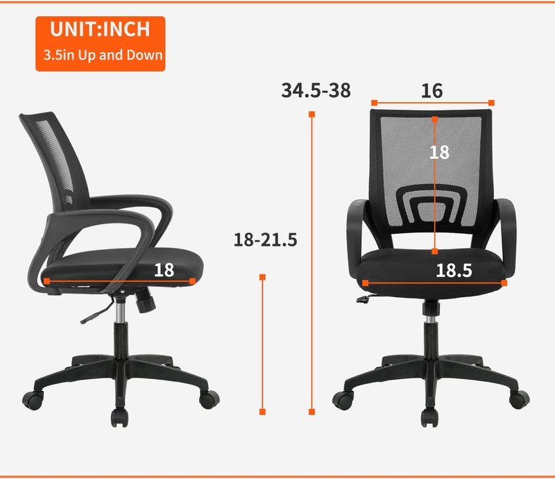 Ergonomic Office Chair Mid Back Swivel Adjustable Black Rolling Desk Chair2