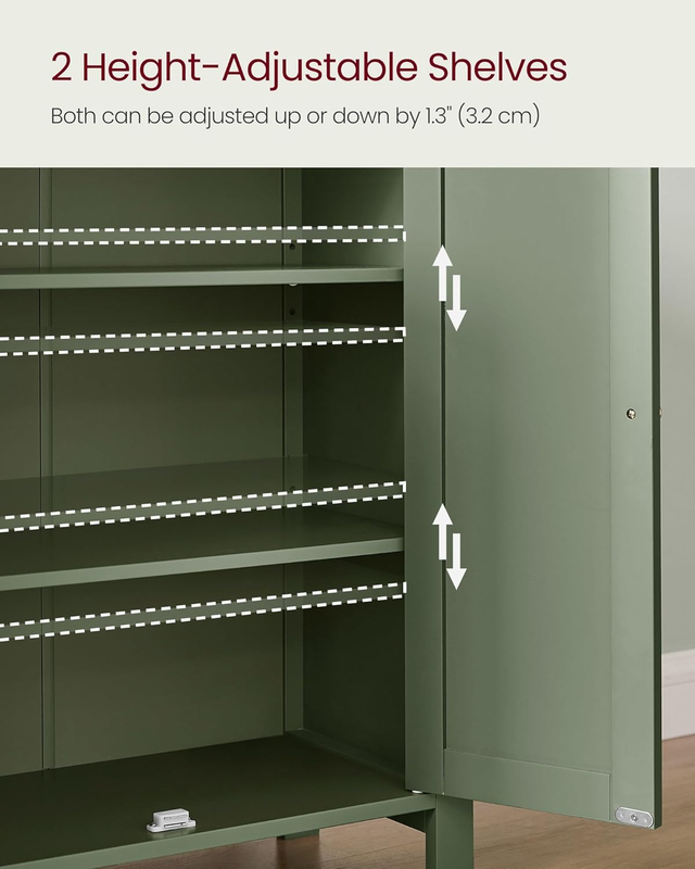 Bathroom Floor Storage Cabinet Forest Green 2 Adjustable Shelves Freestanding4