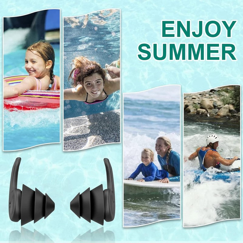 3 Pairs Swimming Ear Plugs Silicone Waterproof Reusable for Swimming Surfing5