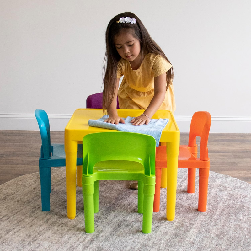 Kids Table & 4 Chairs Set Yellow Toddler Activity Playtime Arts Crafts 5pc4