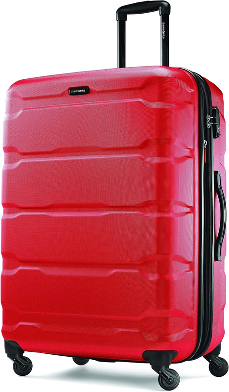 28" Hardside Expandable Luggage Spinner Wheels Checked Suitcase Red7