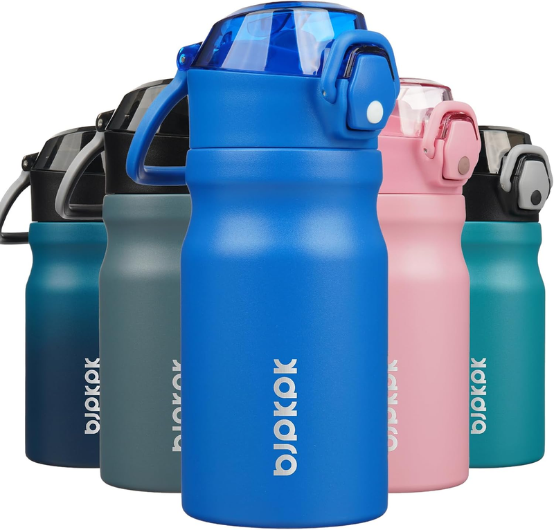 14oz Insulated Water Bottle Stainless Steel Straw Lid Handle Blue10