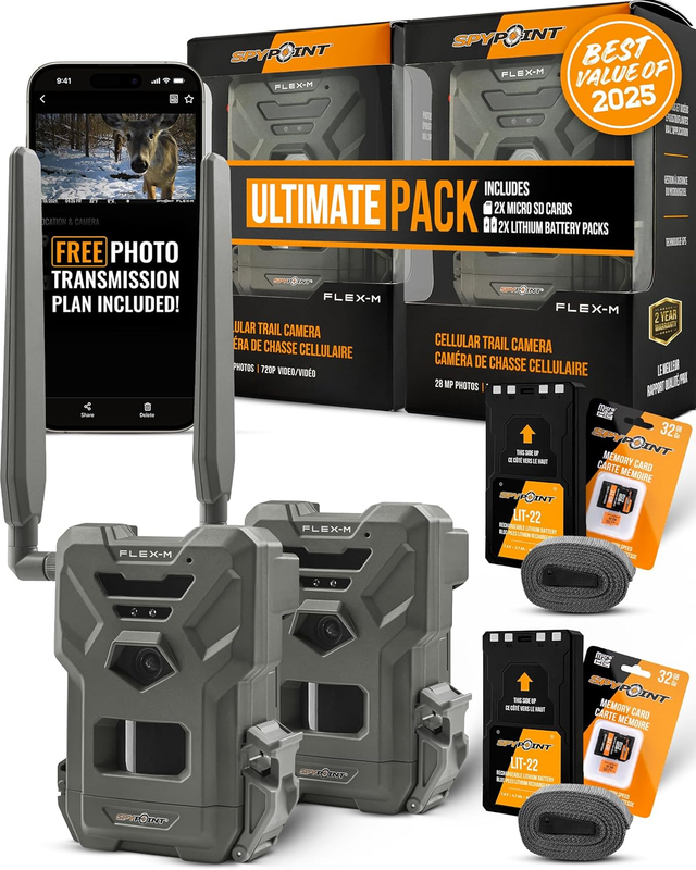 Flex-M 2-Pack Cellular Trail Cameras 28MP 720P LTE IP65 NightVision SD0