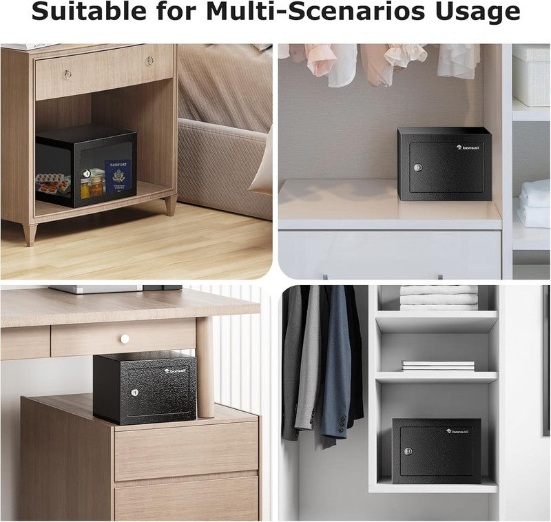Compact Steel Safe Box with Key Lock - Secure Storage for Cash & Jewelry6