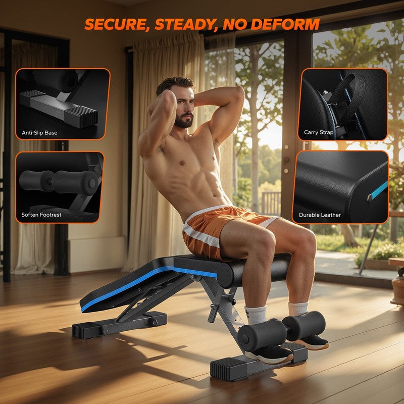 Adjustable Weight Bench Foldable Home Gym 990Lbs Strength Training6